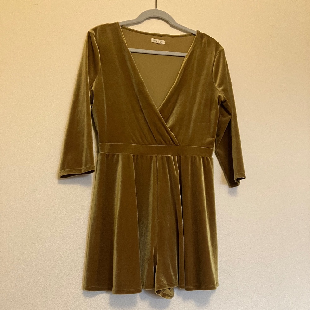 Silence + Noise Gold Velvet Romper